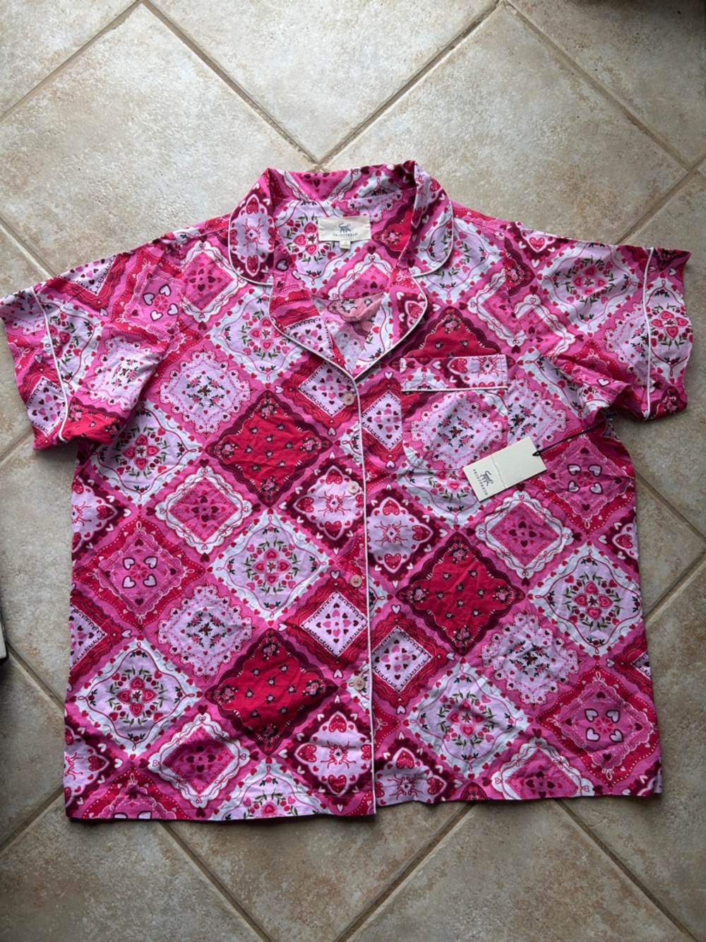 NWT Printfresh Vintage Valentine Pajama Top Women’s size 1X